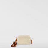 Mini bag in shearling - off white/caramel