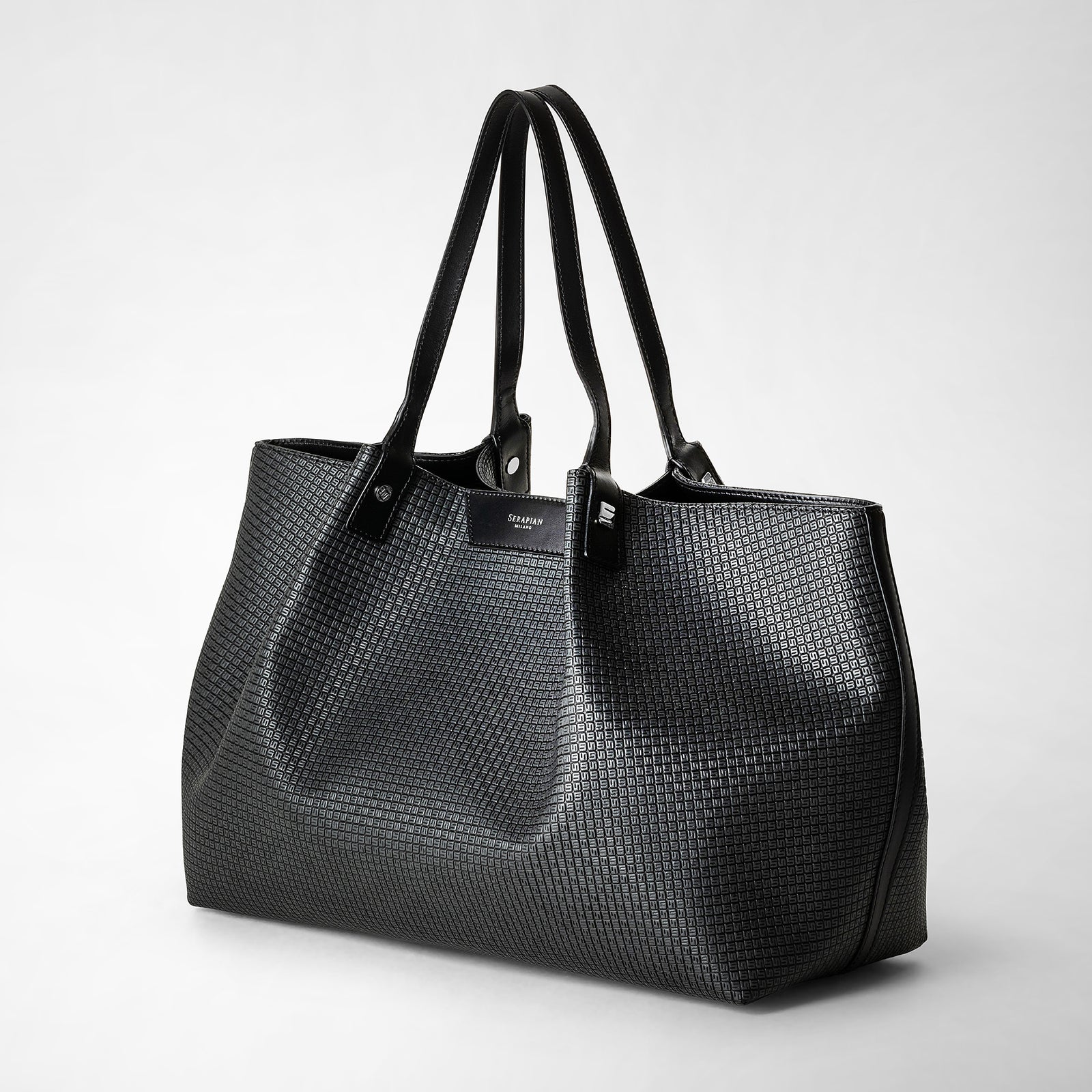 Secret tote bag in stepan asphalt gray and black – Serapian Boutique Online