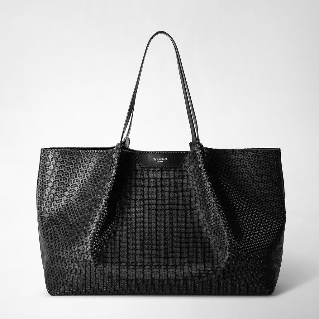 Secret tote bag in stepan black and eclipse black – Serapian