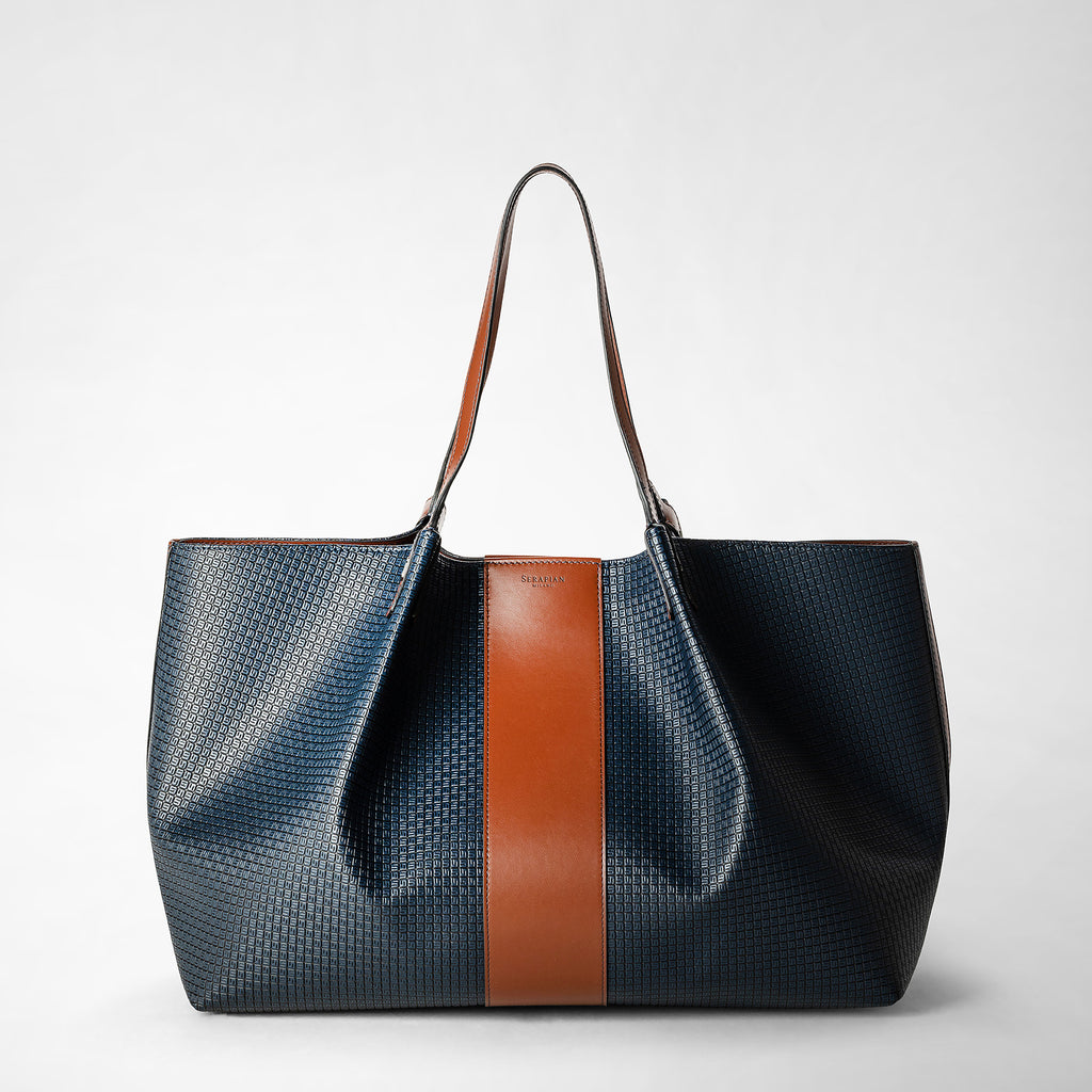 Secret tote bag in stepan 72 ocean blue cuoio – Serapian Boutique Online