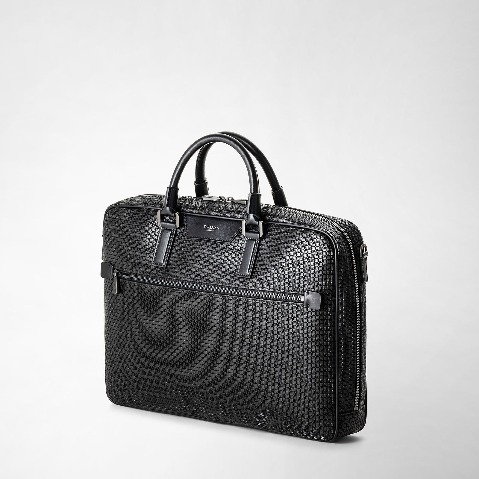 Slim briefcase in stepan black eclipse black – Serapian Boutique Online