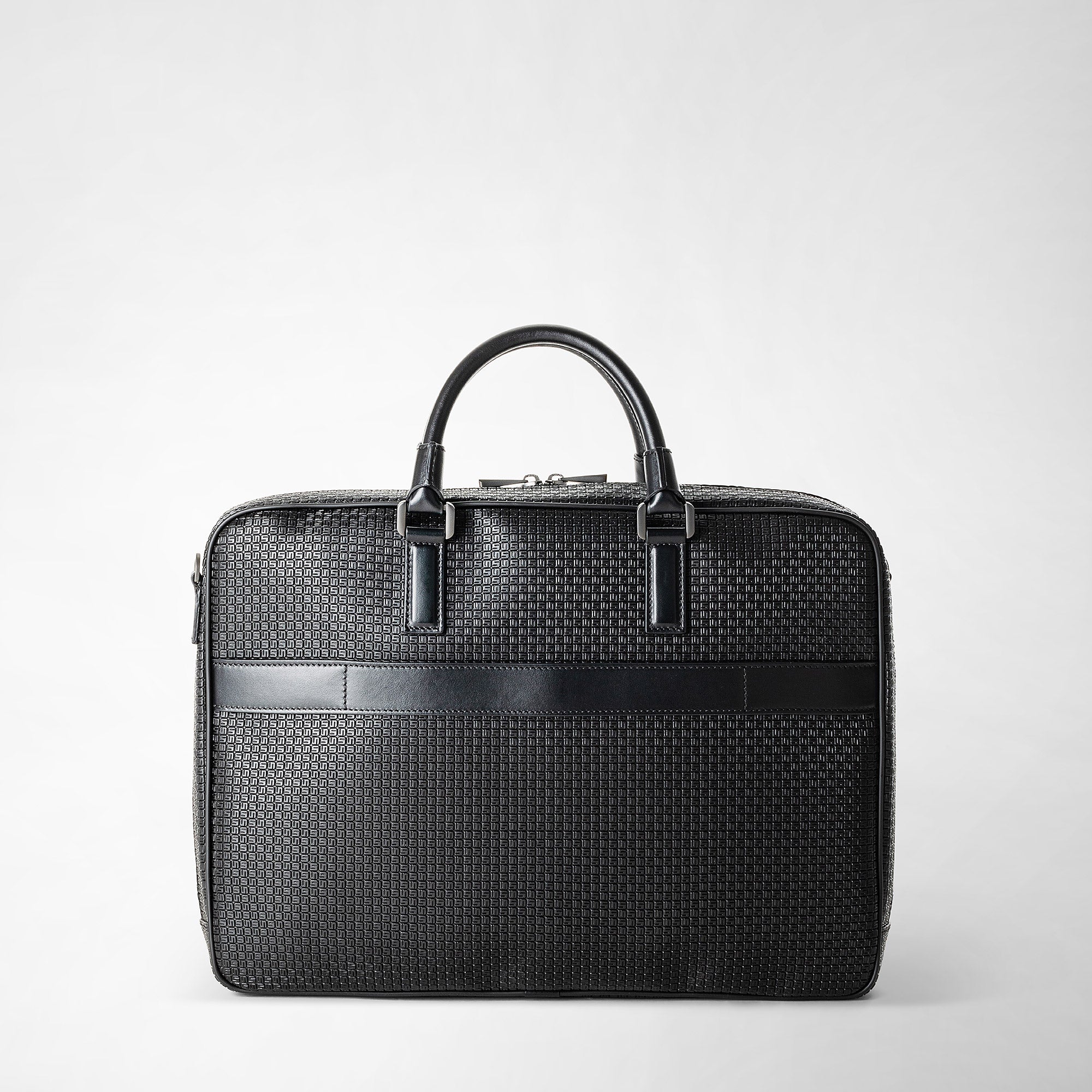 Slim briefcase in stepan black eclipse black – Serapian Boutique 