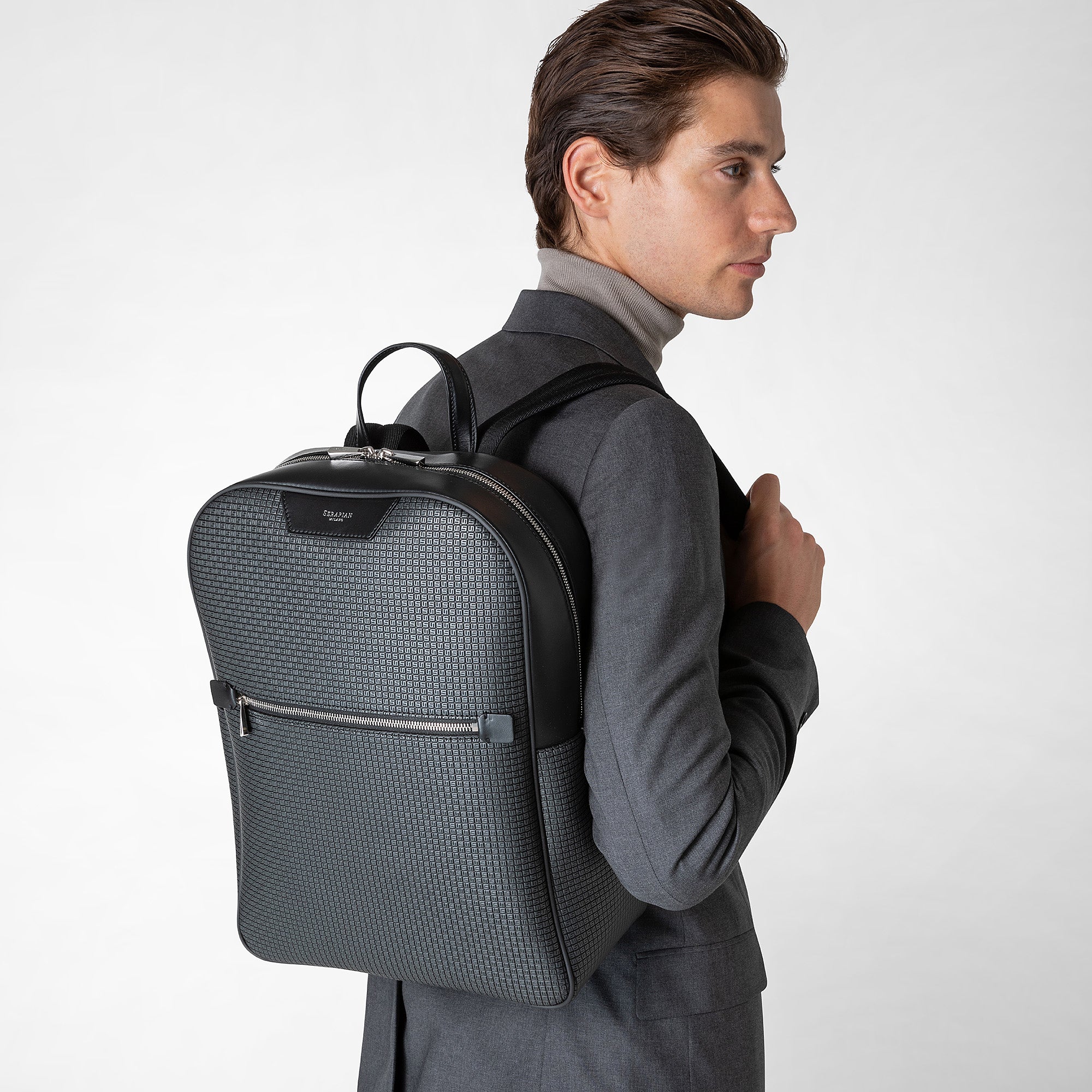 Backpack in Online Boutique asphalt gray – stepan black Serapian