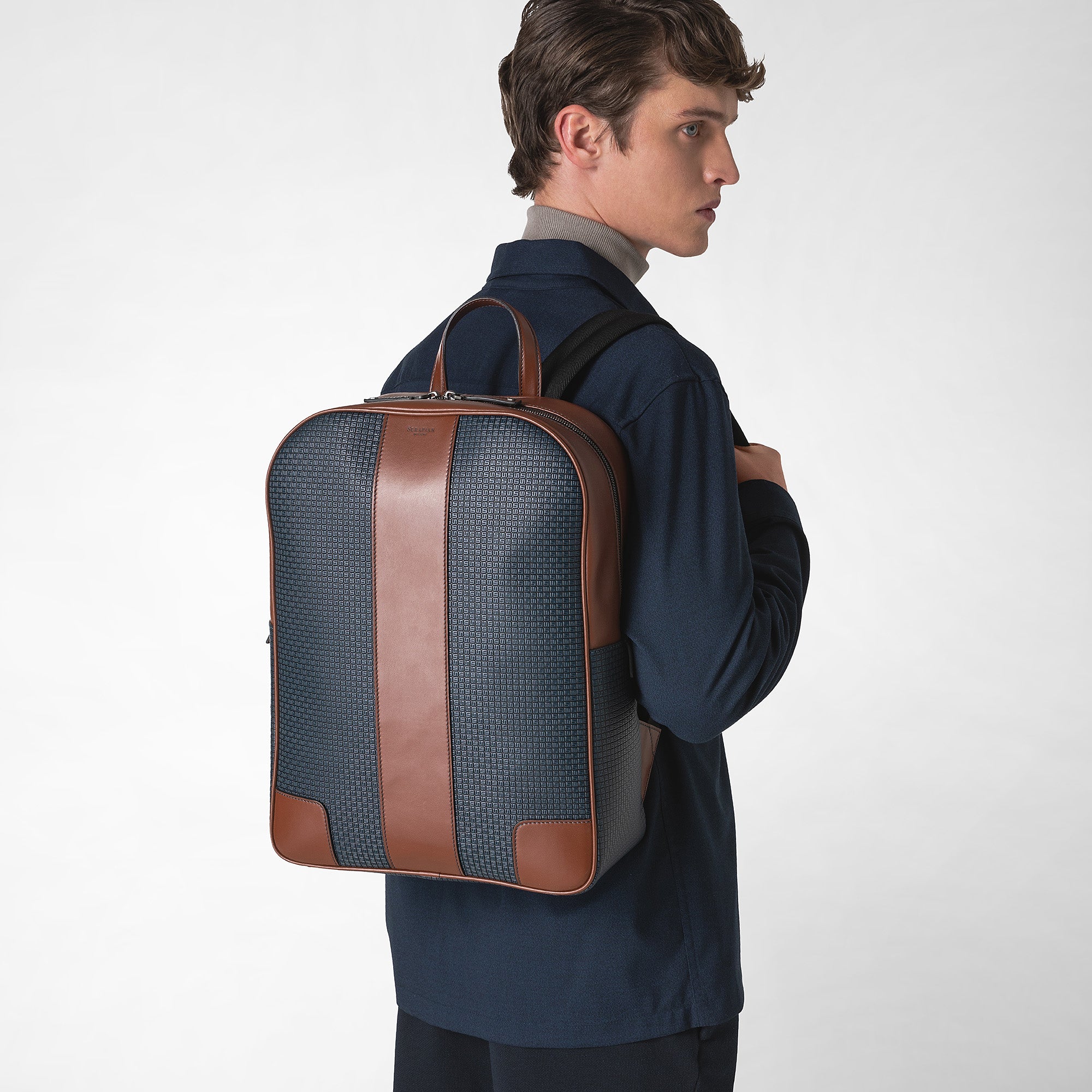 Backpack in stepan 72 blue cuoio – Serapian Boutique Online