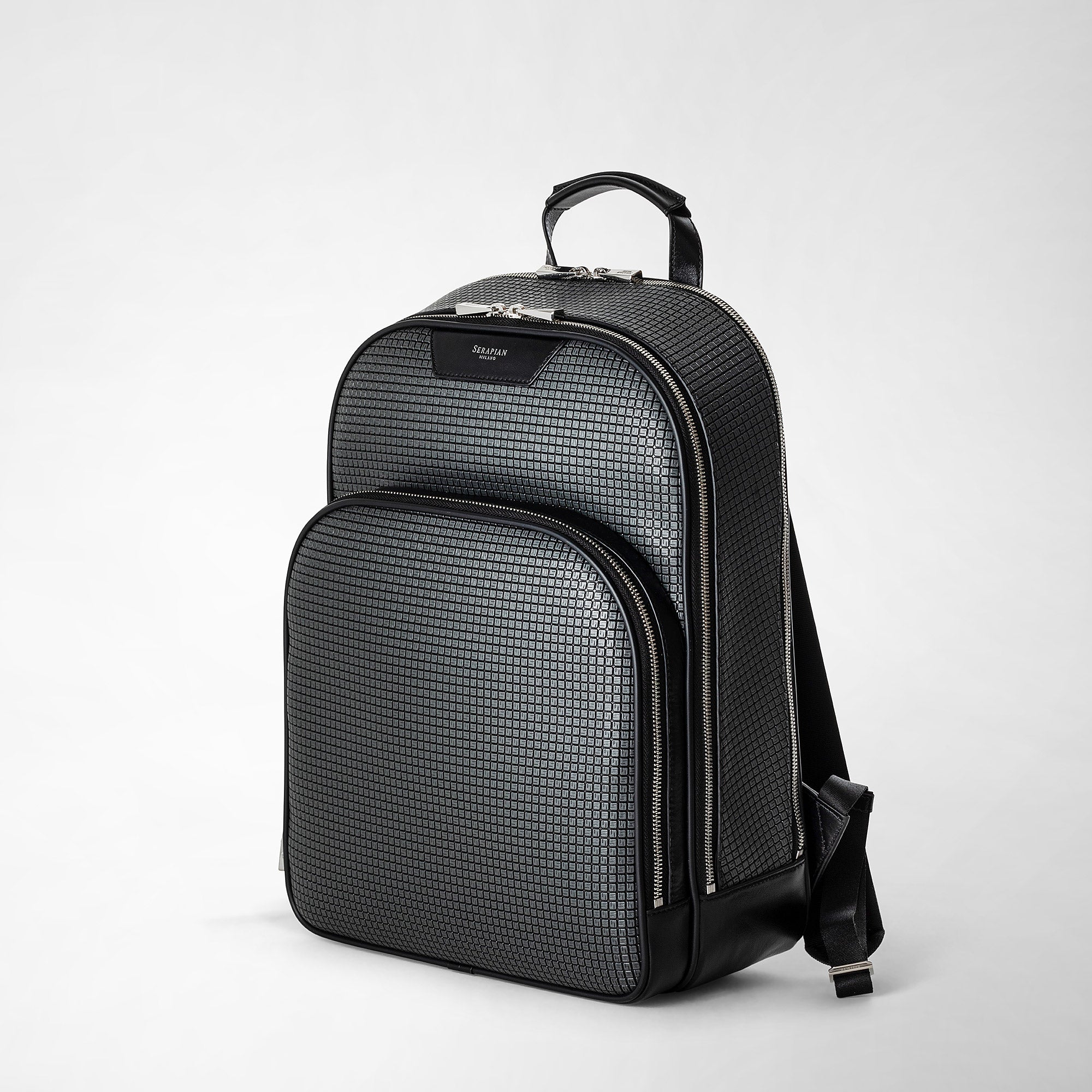 City backpack in stepan asphalt gray black – Serapian Boutique Online