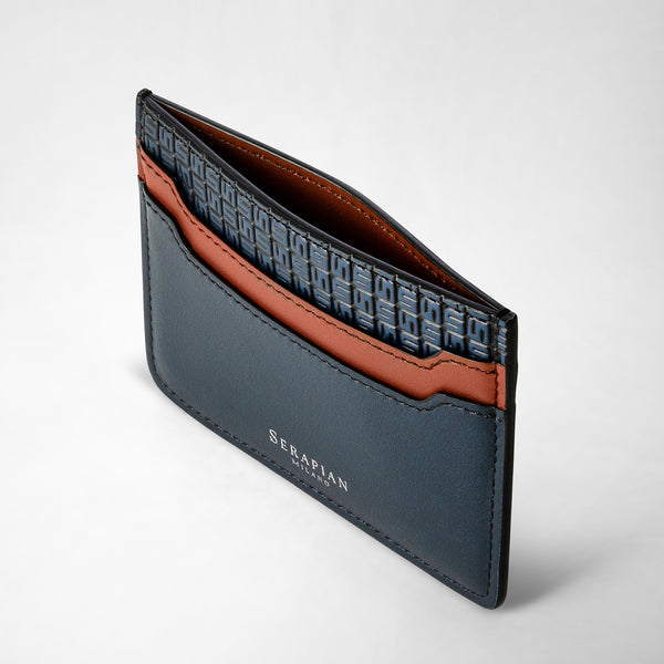 5-card holder in stepan 72 - ocean blue/navy/cuoio