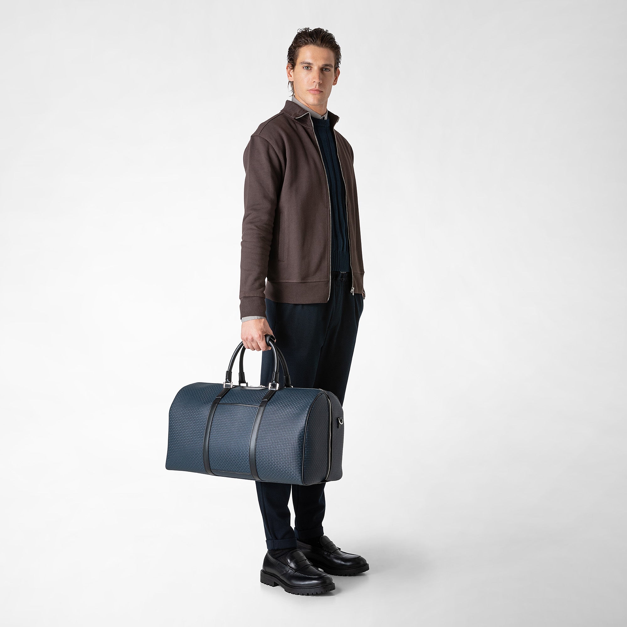 Holdall in stepan ocean blue and black – Serapian Boutique Online